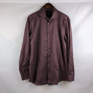 Daniel Hechter Men's Plum/Burgundy Button Up Shirt Long Sleeve Diamond, Large